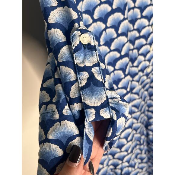 J. McLaughlin Janelle Silk Blend Short Sleeve Midi Shirt Dress Blue Women Medium - Picture 5 of 12